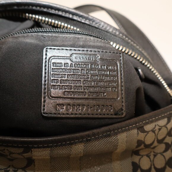 Coach Legacy Signature Stripe Duffle Shoulder Bag Black Gray D1271-19918 Adjust - Picture 7 of 12